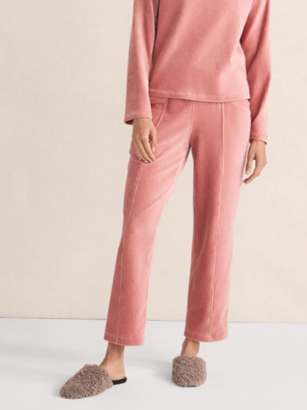 Haven Well Within Women XL Pink Corduroy Velour Drawstring Cropped Pants NWOT